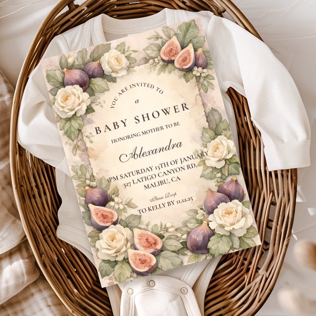 Convites Soft Fig Garden Storybook Baby Shower (Criador carregado)