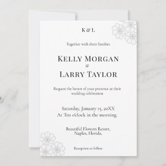 Convites Soft Floral Elegance Minimalist Wedding Invitation