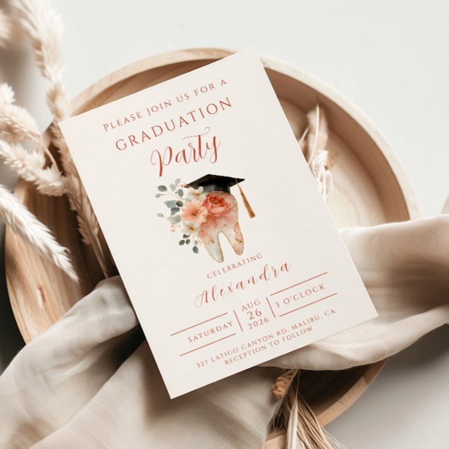 Convites Soft Floral Tooth Graduation Party (Criador carregado)