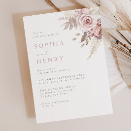 Convites Soft Gentle Blush Floral Wedding Invitation
