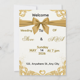 Convites Soft Gold Wedding Invitation – Minimal Elegant Des