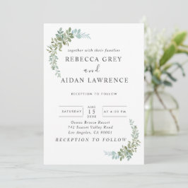 Convites Soft Green Eucalyptus Watercolor Rustic Wedding