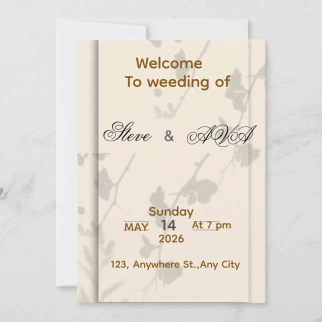 Convites Soft Grey Elegant Wedding Invitation | Romantic &  (Frente)