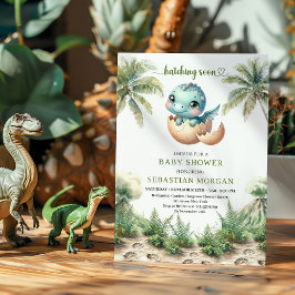 Convites Soft Hatching Soon Watercolor Dinosaur Invite