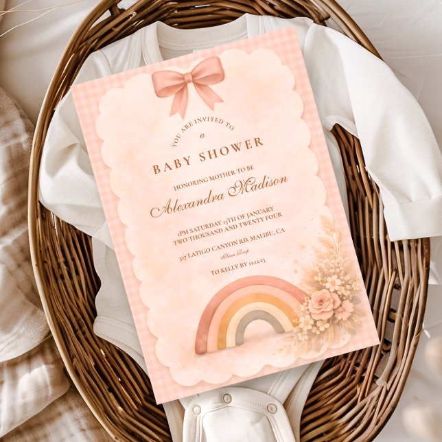 Convites Soft Pastel Boho Rainbow Baby Shower (Criador carregado)