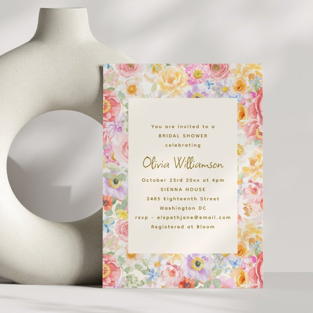 Convites Soft Pastel Watercolor Floral Bridal Shower (Criador carregado)