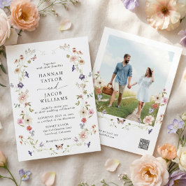 Convites Soft Pastel Wildflower Floral Photo Wedding