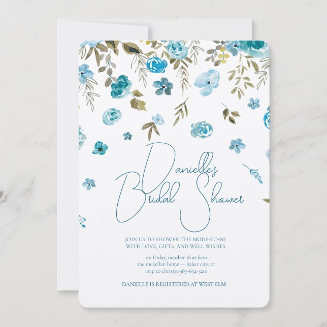 Convites Soft Petal Rain Bridal Shower Invitation (Frente)