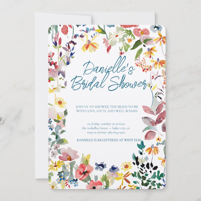 Convites Soft Petal Rain Bridal Shower Invitation (Frente)