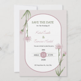 Convites Soft Pink Botanical Wedding Invitation