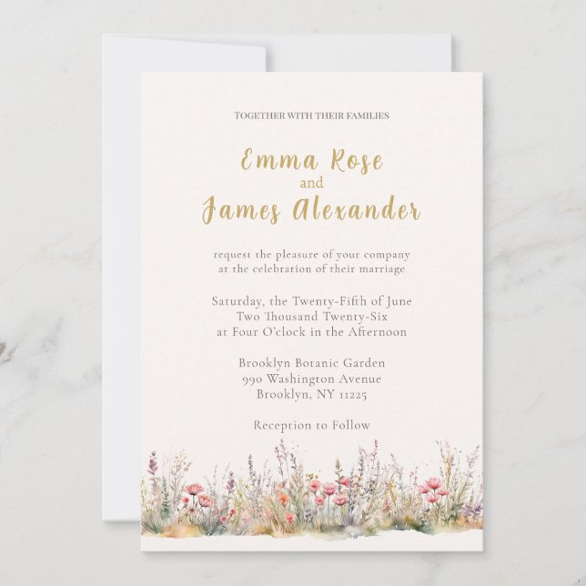 Convites Soft Pink Minimalist Floral Wedding Invitation (Frente)