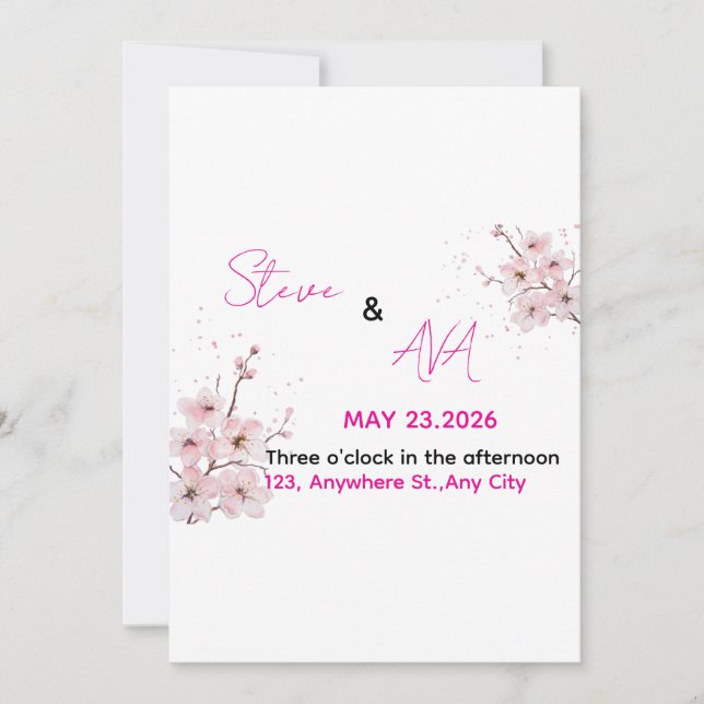 Convites Soft Pink Romantic Wedding Invitation | Elegant &  (Frente)