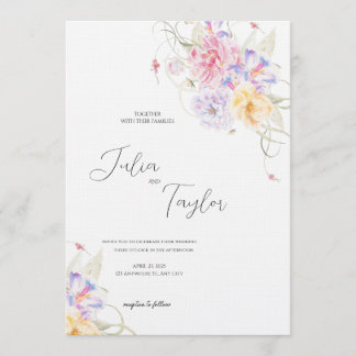 Convites Soft Pink Rose Wedding Invitation