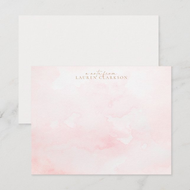 Convites Soft Pink Watercolor Wash Note Card (Frente/Verso)