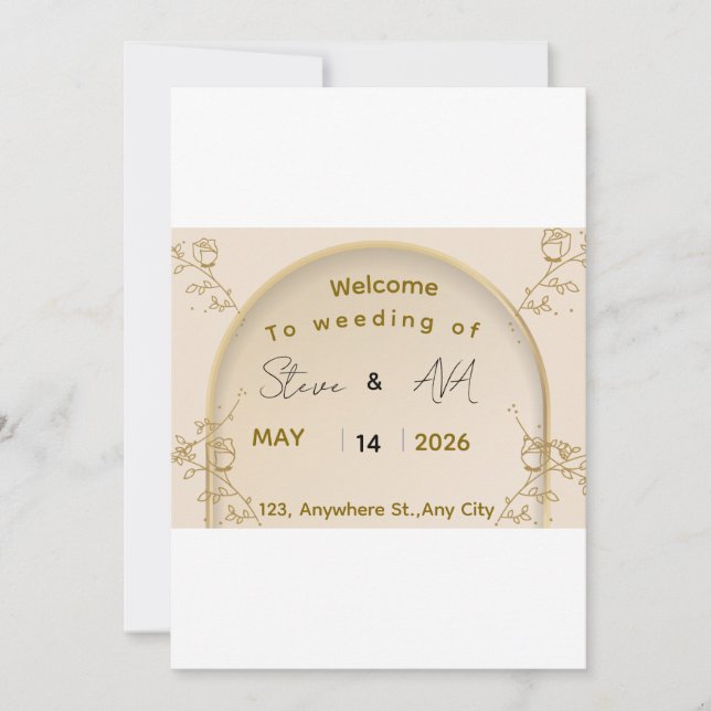 Convites Soft Royal Gold Wedding Invitation | Elegant Minim (Frente)