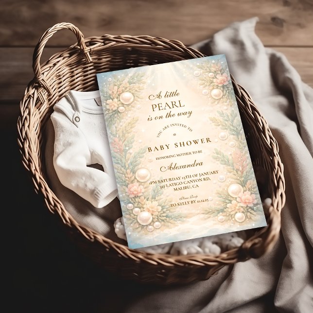 Convites Soft Seaside Pearl Storybook Baby Shower (Criador carregado)