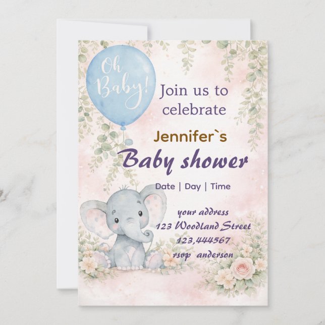 Convites soft water colour floral teddy bear  Invitation (Frente)