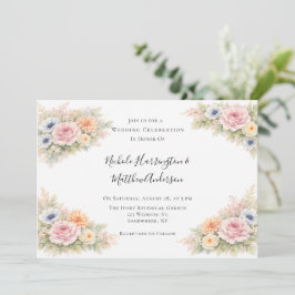 Convites Soft Watercolor Floral Wedding Celebration