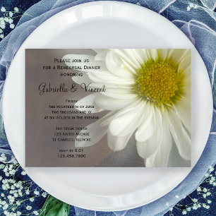 Convites Soft White Daisy Wedding Rehearsal Dinner
