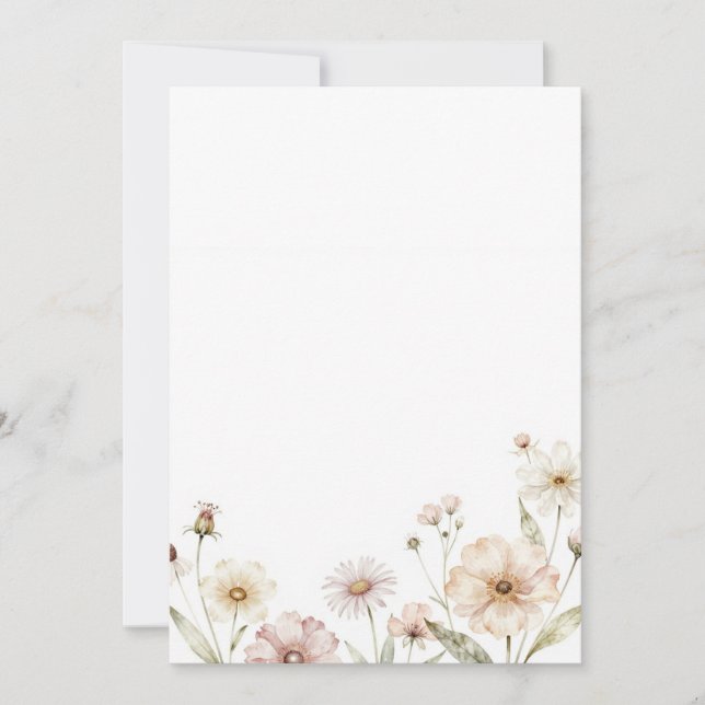 Convites Soft Wildflower Border Watercolor Background (Frente)