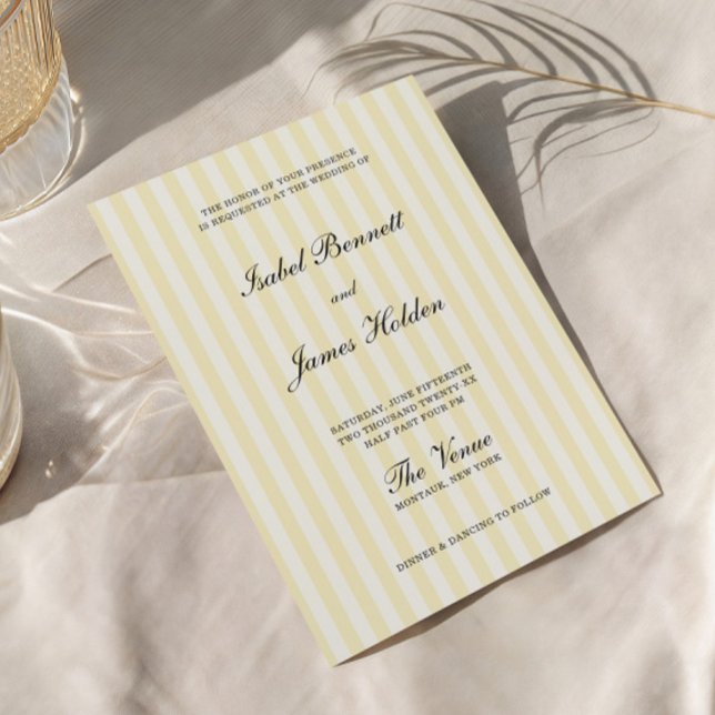 Convites Soft Yellow Stripes Casamento  (Criador carregado)
