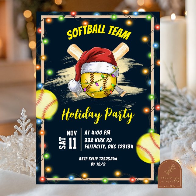 Convites softball holiday party (Criador carregado)