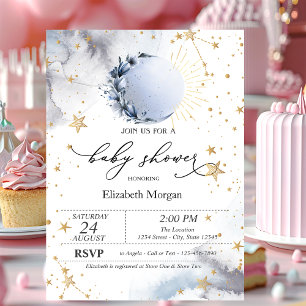 Convites Sol Celestial, Lua Azul, Chuvinha de Estrelas para