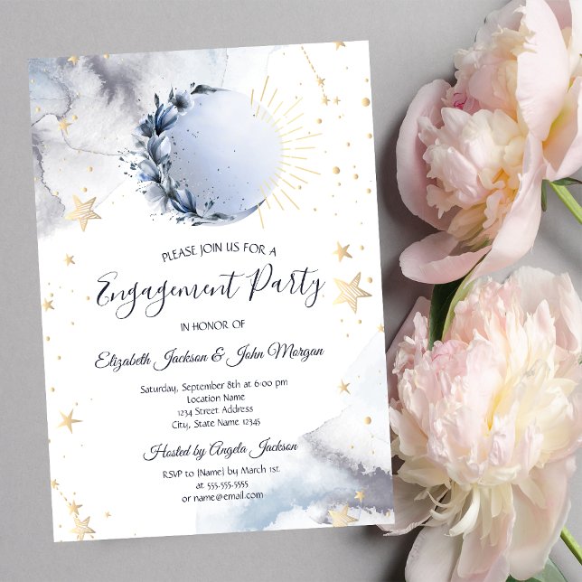 Convites Sol Celestial,Lua Azul,Estrelas (Criador carregado)