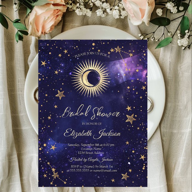 Convites Sol Celestial, Lua, Estrelas Chuveiro de Noiva Rox (Criador carregado)
