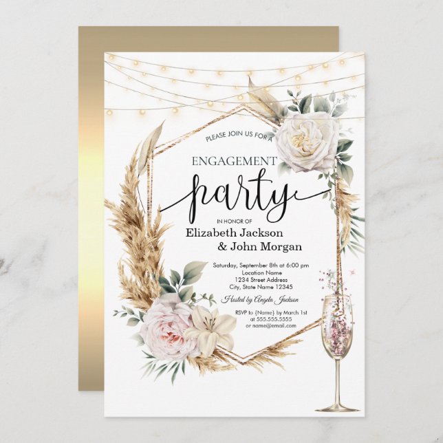 Convites Sol Celestial,Lua,Noivado de estrelas (Frente/Verso)