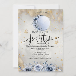 Convites Sol Celestial,Rosa Azul Lua  Estrelas Noivado