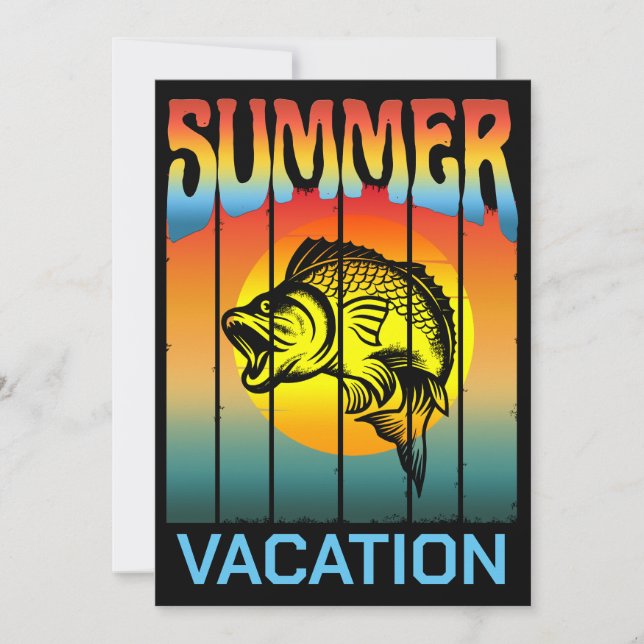 CONVITES SOL DE OCEANO DE PESCA POR VACAÇÃO DE VERÃO (Frente)