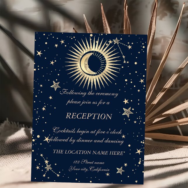 Convites Sol Dourado Celestial E Estrelas Da Lua (Criador carregado)