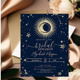Convites Sol Dourado Celestial E Estrelas Lua Jantar de Noi