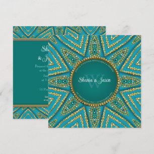 Convites Sol dourado da Boêmia Oriental e brilho azul-esver