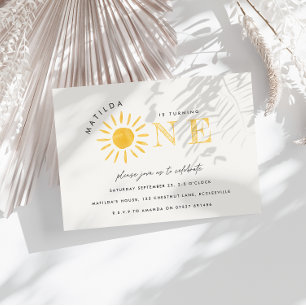 Convites sol primeiro aniversario aquarela amarelo sol mode