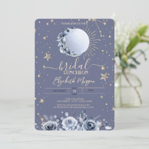Convites Sol, Rosas de Lua Azul Pastel para Almoço de Noiva