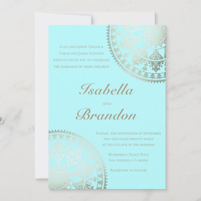 Convites solares elegantes do casamento da mandala (Frente)