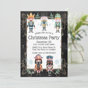 Convites Soldados de Brinquedos Dourados e Negros de Nozes