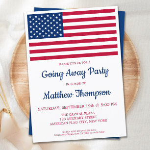 Convites Soldier Going Away Party Modern USA Flag Military