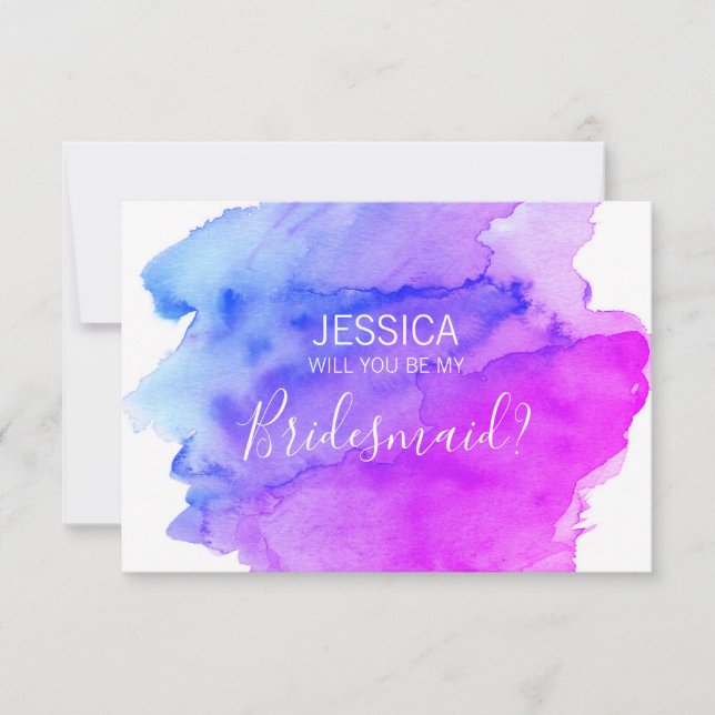 Convites Solha Azul Roxo Você Será Minha Porta-Voz? (Frente)