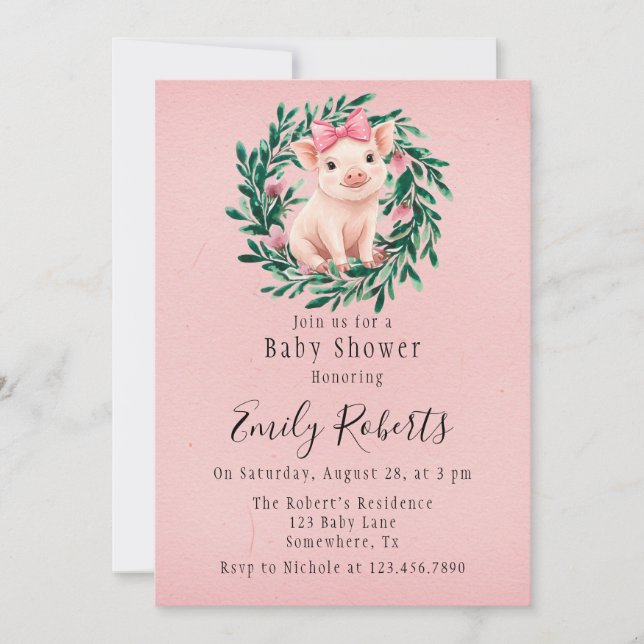 Convites Solha de Aquarela com Chá de fraldas de Porcos (Frente)