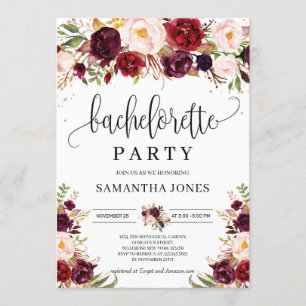 Convites Solha de ouro floral russa marsala