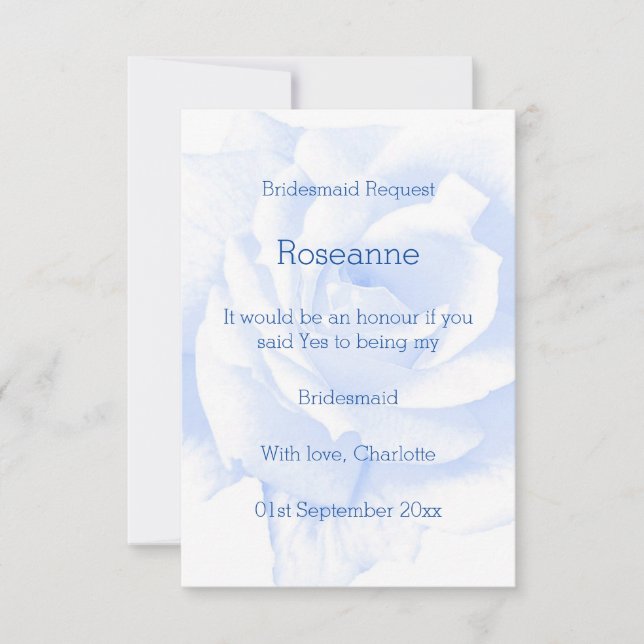 Convites Solicitação de Bridesmaid com Cor Azul rosa Design (Frente)