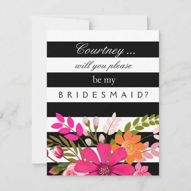 Convites Solicitação de Bridesmaid das Flores com Estirpa N (Frente)