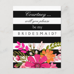 Convites Solicitação de Bridesmaid de Flores com Linhas Pre
