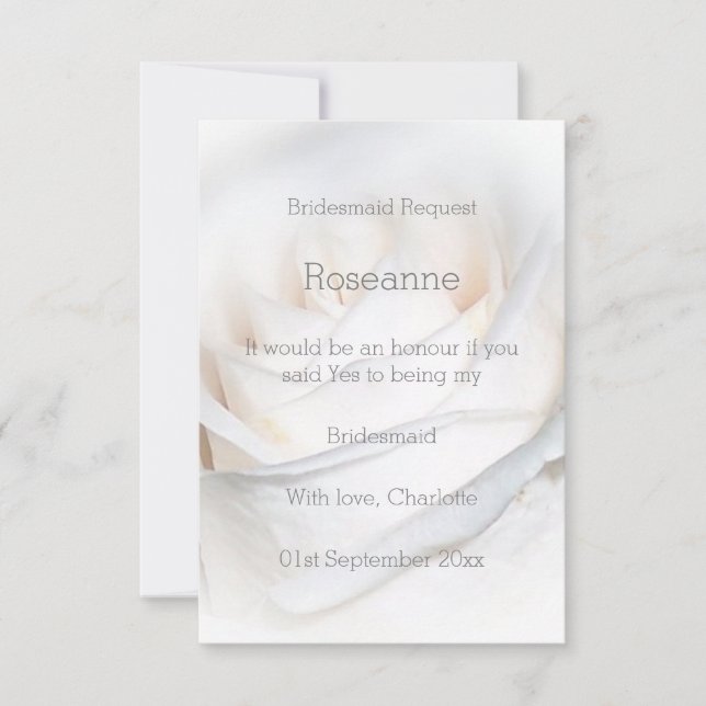 Convites Solicitação de Design Bridesmaid White Rose (Frente)