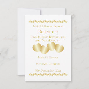 Convites Solicitação de Madrinha de casamento de cor Dourad