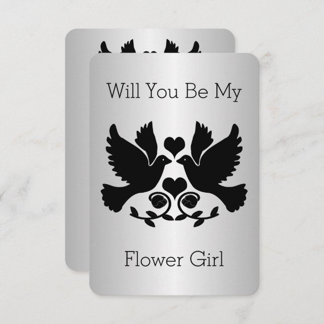 Convites Solicitação De Rapariga Preta E Prata (Frente/Verso)