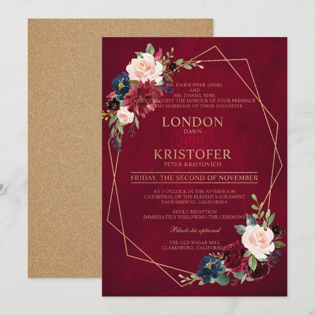 Convites Solicitação personalizada Sra. London Dawn (Frente/Verso)